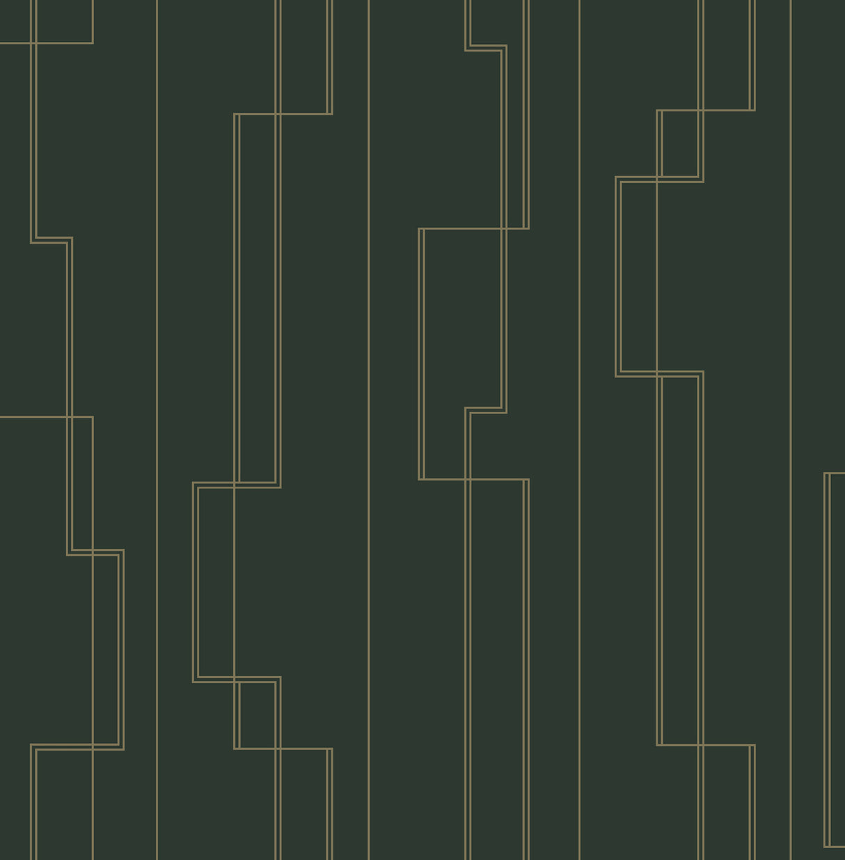 Anson Evergreen Deco Detailing Wallpaper in Forest Green with Metallic Gold Linework by A-Street Prints - 4198-27814