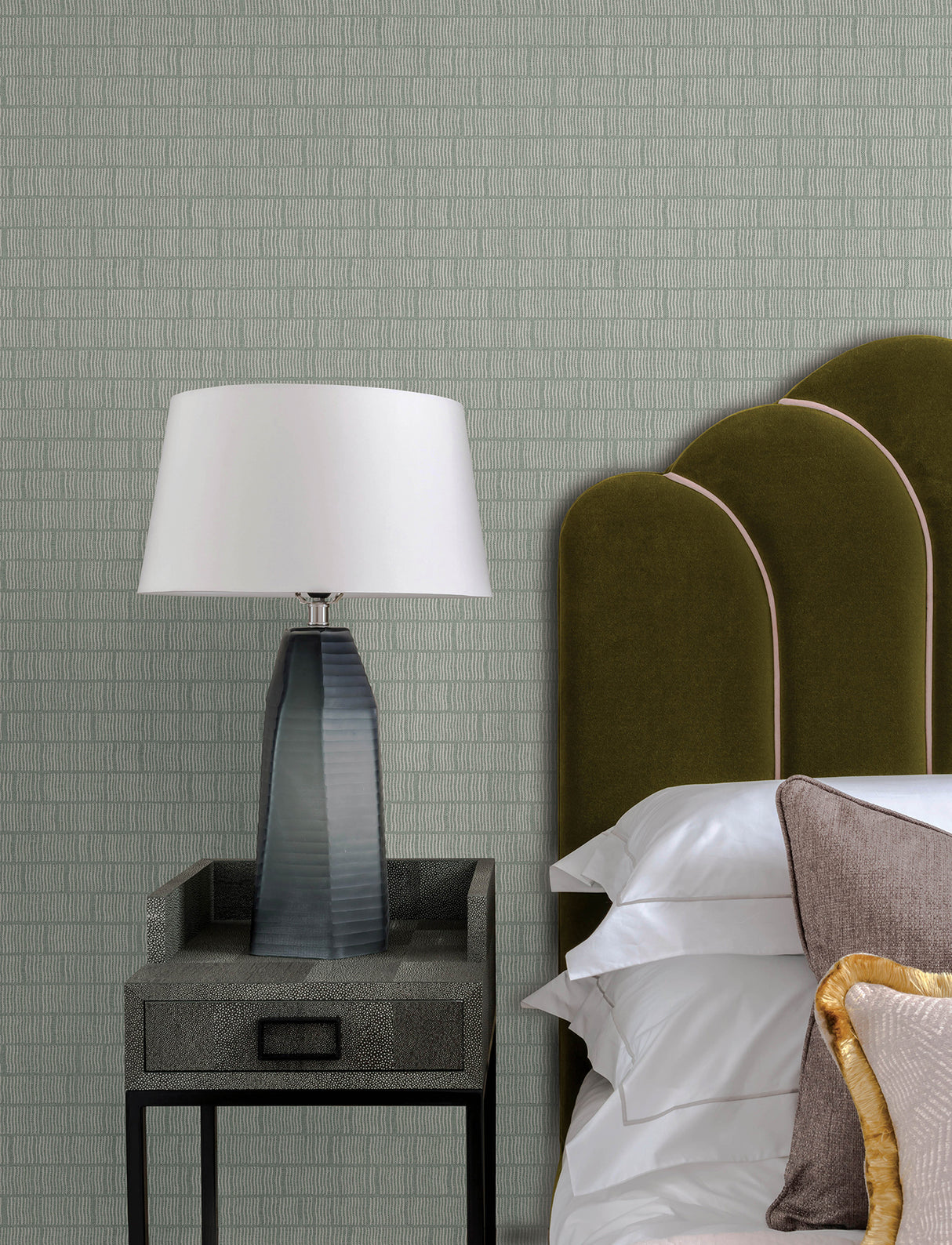 Collis Green Squiggle Stripe by A-Street Prints Modern Raised Ink Non-Woven Unpasted Wallpaper from the Moderne Deco Collection - 4198-27818