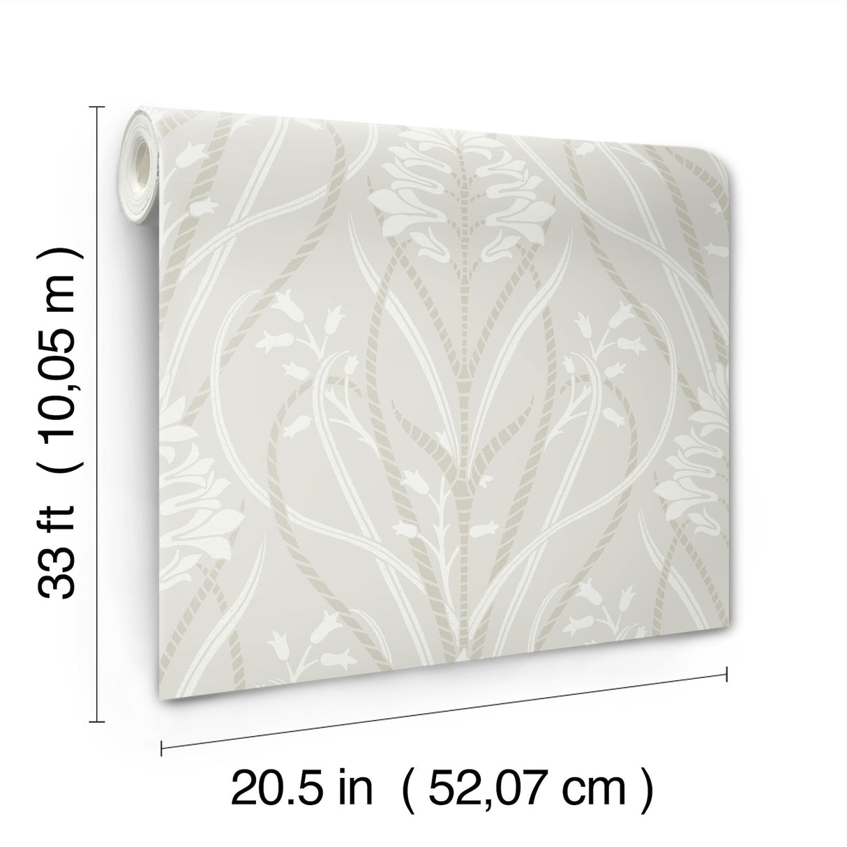 Rosalind Dove Iris Damask Wallpaper by A-Street Prints Art Deco Botanical Floral Non Woven Unpasted Moderne Deco Collection - 4198-27819