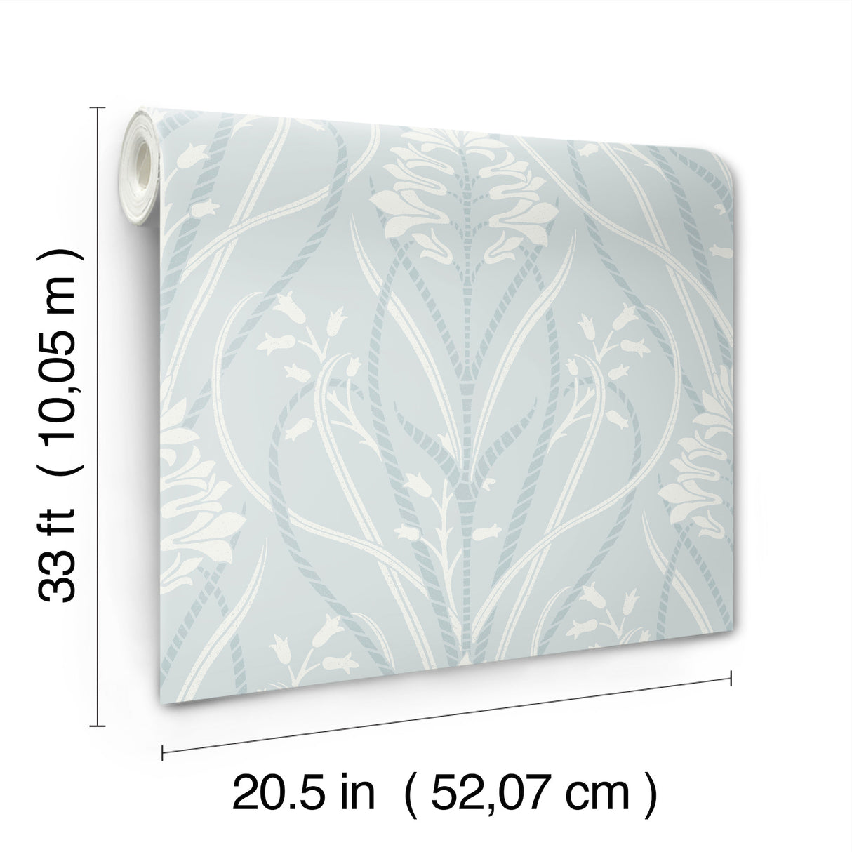 Rosalind Sky Blue Iris Damask Wallpaper by A-Street Prints Moderne Deco Art Deco Botanical Floral Non Woven Unpasted Strippable - 4198-27821
