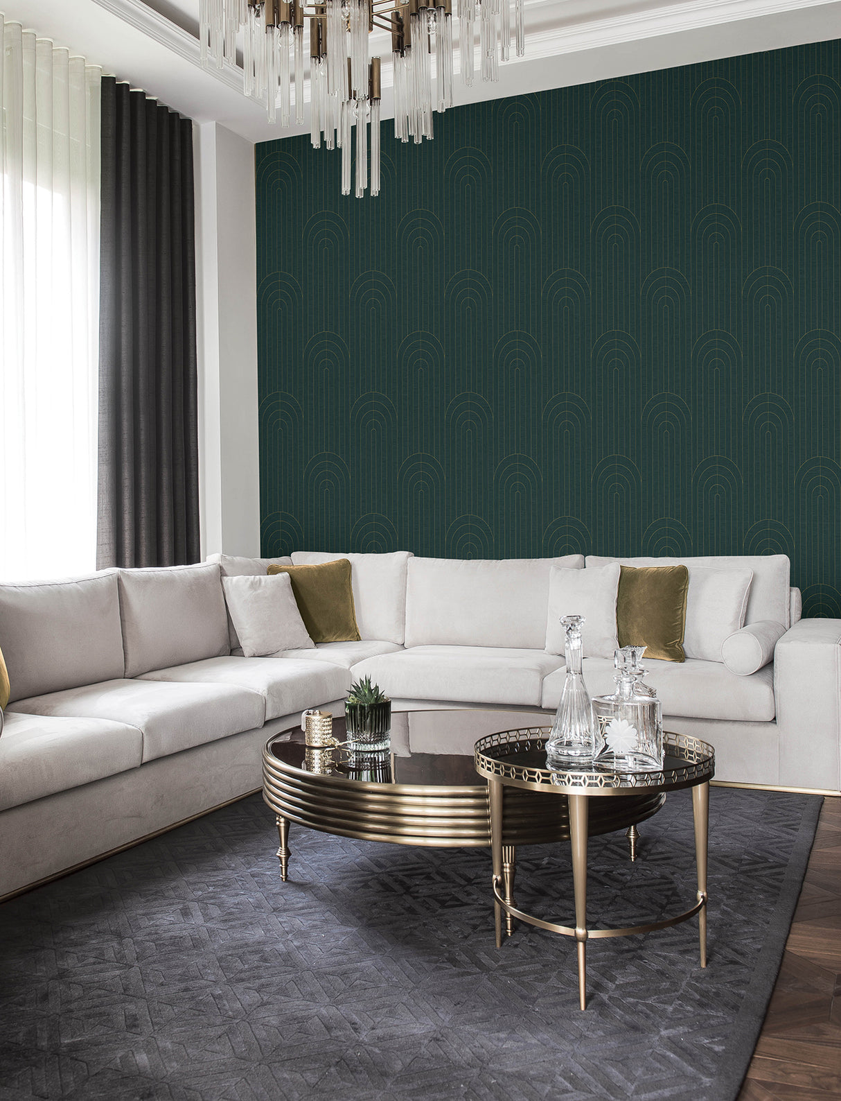 Declan Teal Textured Arches by A-Street Prints Geometric Metallic Wallpaper - A-Street Prints 4198-27824