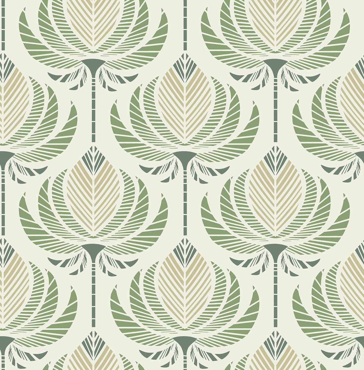 Ferrenby Green Floral Fan Wallpaper by A-Street Prints - Moderne Deco Collection - 4198-27830