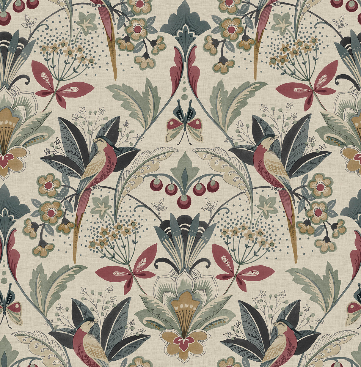 Bernadette Merlot Garden Wilderness Wallpaper by A-Street Prints 4198-27836