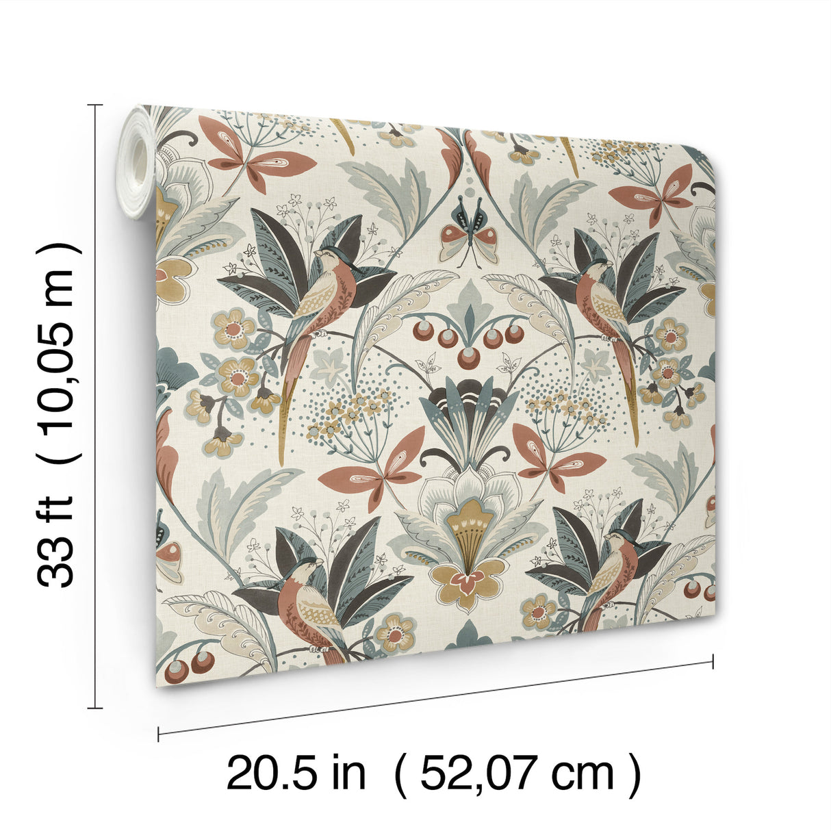 Bernadette Rose Garden Wilderness Rose by A-Street Prints Bohemian Bird and Botanical Damask Non-Woven Wallpaper - 4198-27837