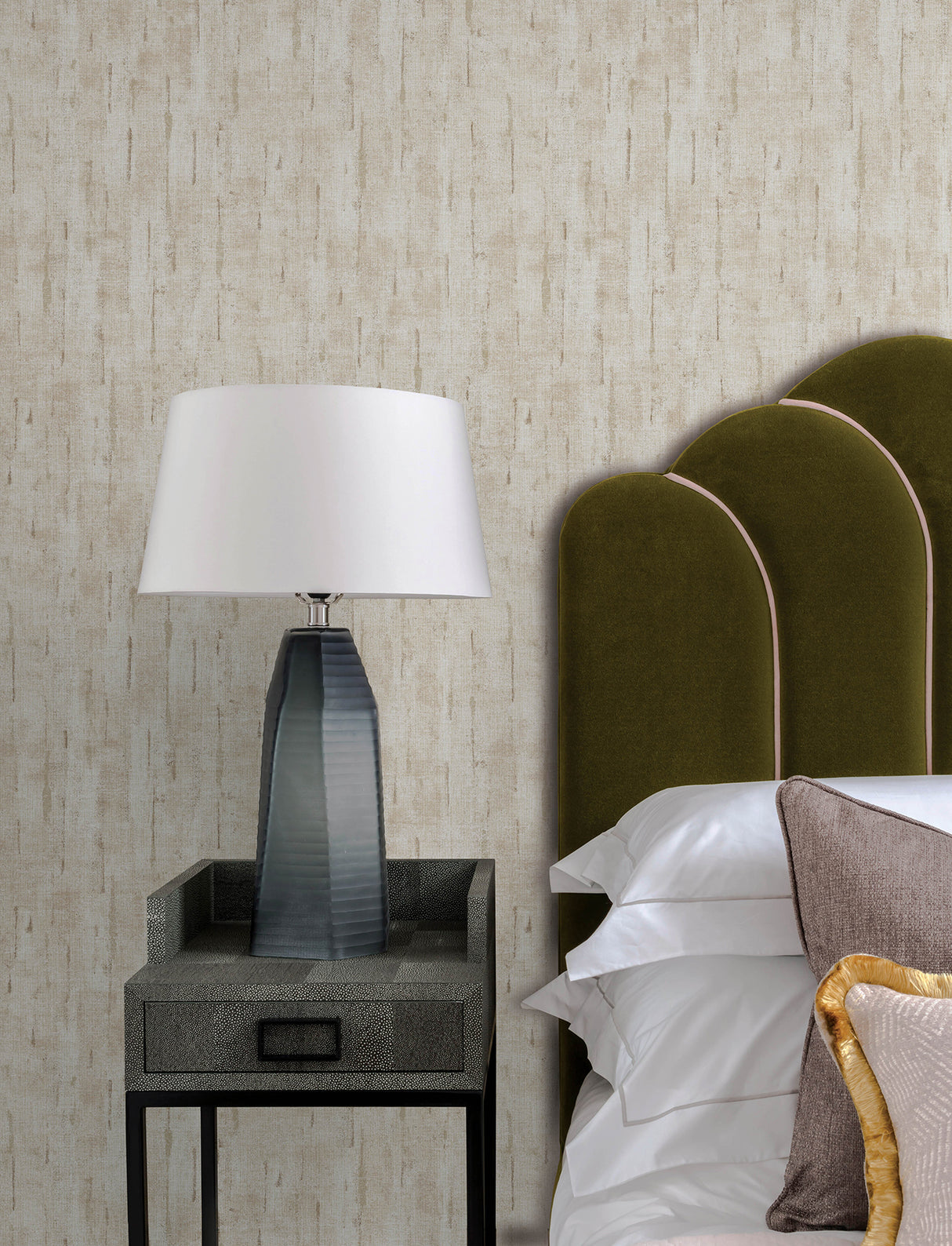 Minna Blush and White Metallic Gold Distressed Textured Non Woven Unpasted Wallpaper by A-Street Prints Moderne Deco Collection - 4198-27840