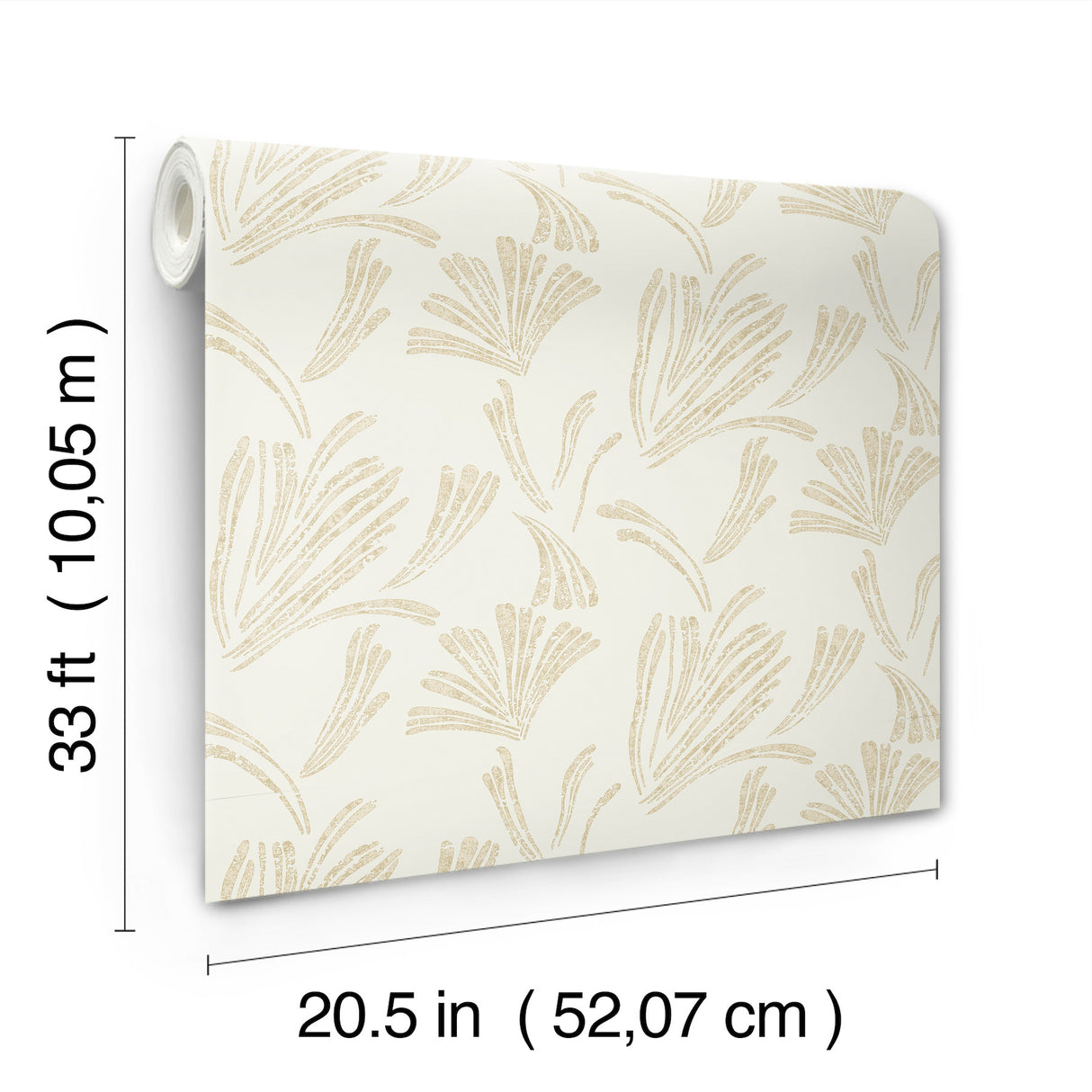 Ermine Gold by A-Street Prints Modern Abstract Metallic Ivory Fan Motif Unpasted Non Woven Strippable Washable Wallpaper Moderne Deco - 4198-83470
