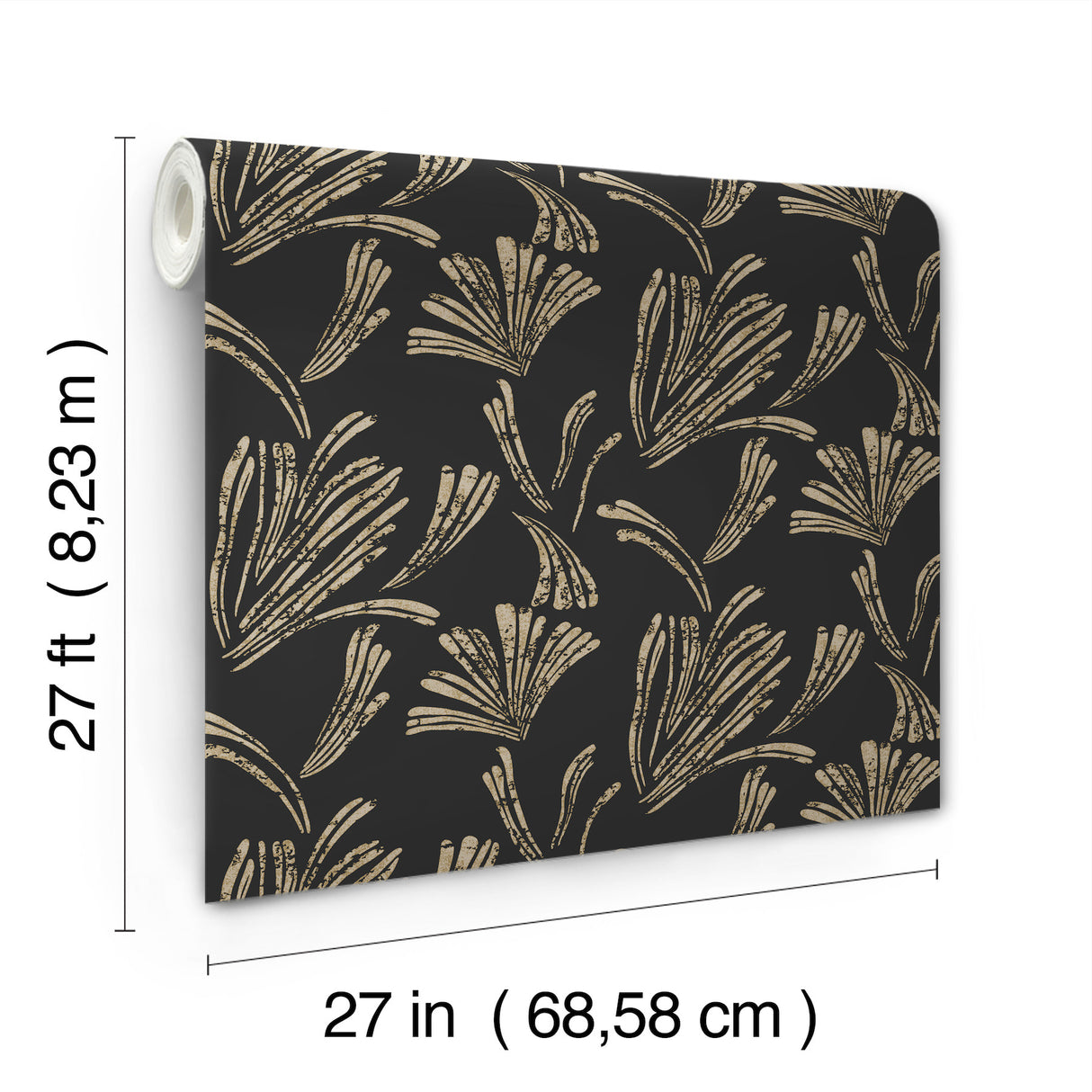 Ermine Black by A-Street Prints Moderne Deco Modern Abstract Metallic Gold Non Woven Unpasted Strippable Washable Wallpaper - 4198-83473