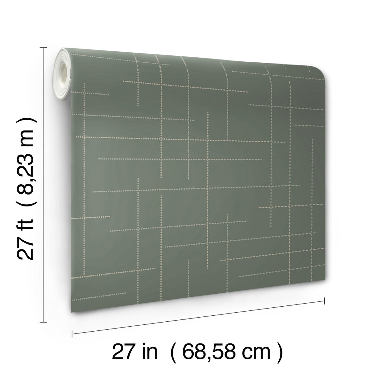 Wylie Moss Dotted Gridlines Wallpaper by A-Street Prints Modern Abstract Geometric Green Non Woven Unpasted Sidewall - 4198-83477