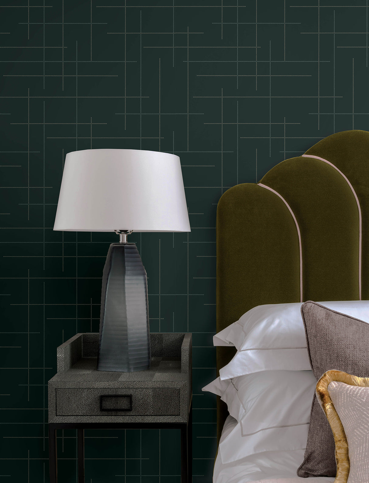 Wylie Teal Dotted Gridlines by A-Street Prints Moderne Deco Modern Abstract Non-Woven Unpasted Washable Strippable Wallpaper - 4198-83478