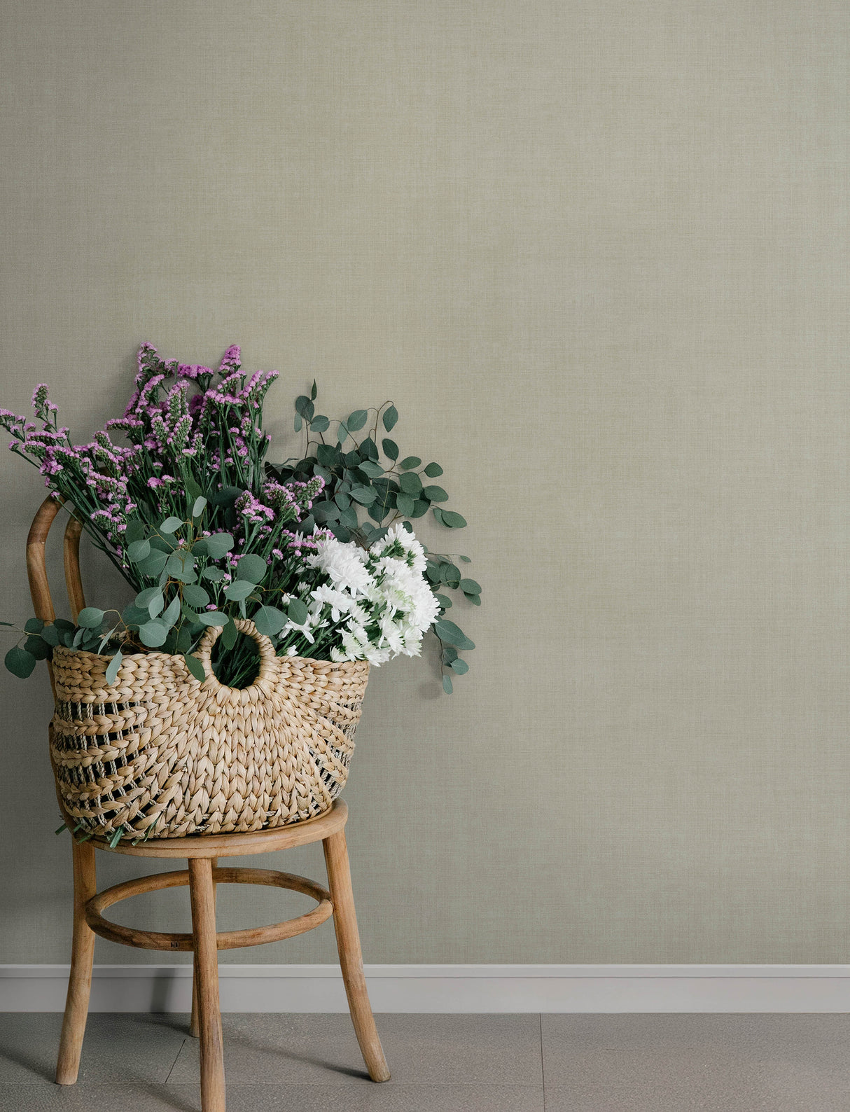 Midolin Khaki Subtle Linen-Look Texture Transitional Non Woven Unpasted Wallpaper by A-Street Prints Savanna Collection - 4201-16018