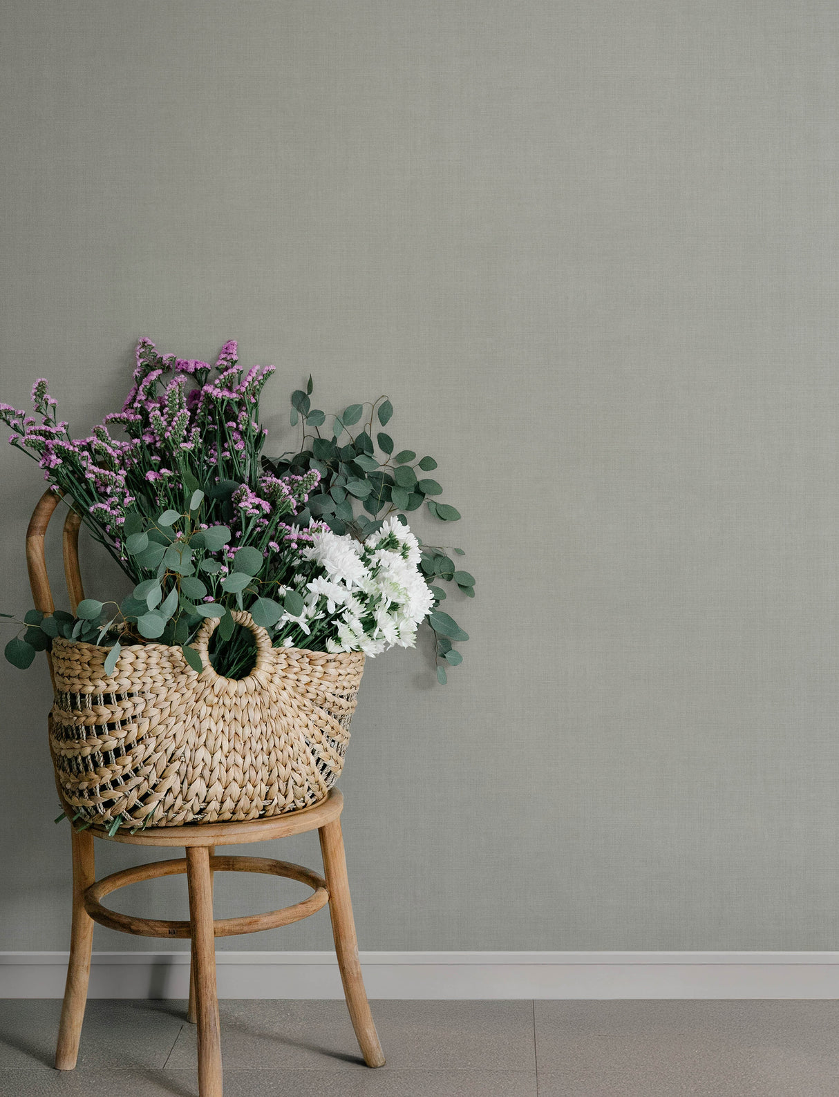 Midolin Sterling by A-Street Prints Light Grey Fine Linen Textured Non Woven Wallpaper Savanna Collection - 4201-16020