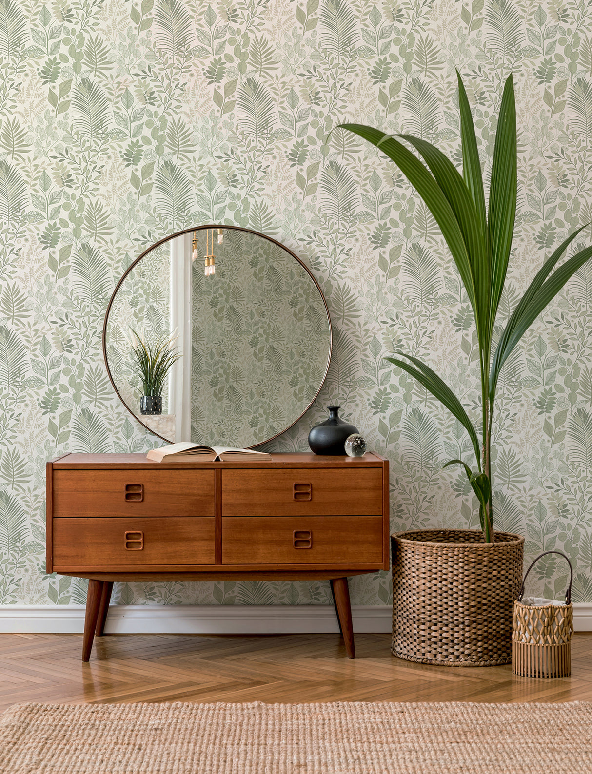 Ängslycka Green by A-Street Prints Forest Botanicals Modern Botanical Illustrated Leaves Non Woven Unpasted Wallpaper - 4201-20102