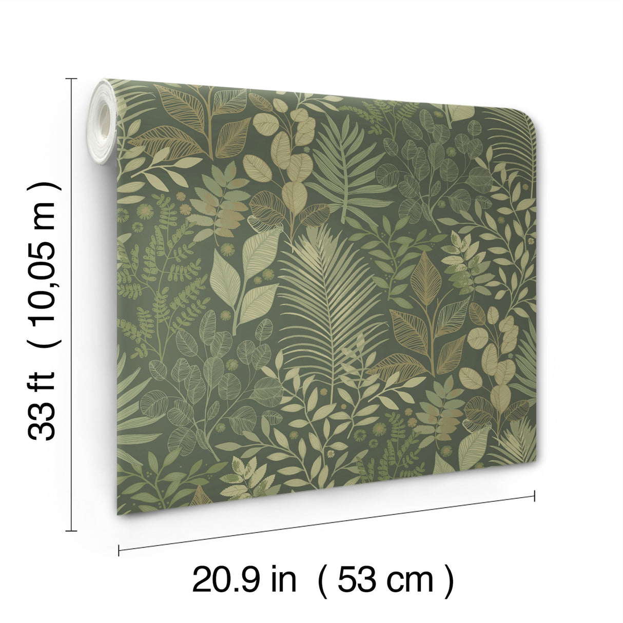 Ängslycka Dark Green Forest Botanicals Non Woven Unpasted Strippable Wallpaper by A-Street Prints Savanna Collection - 4201-20103