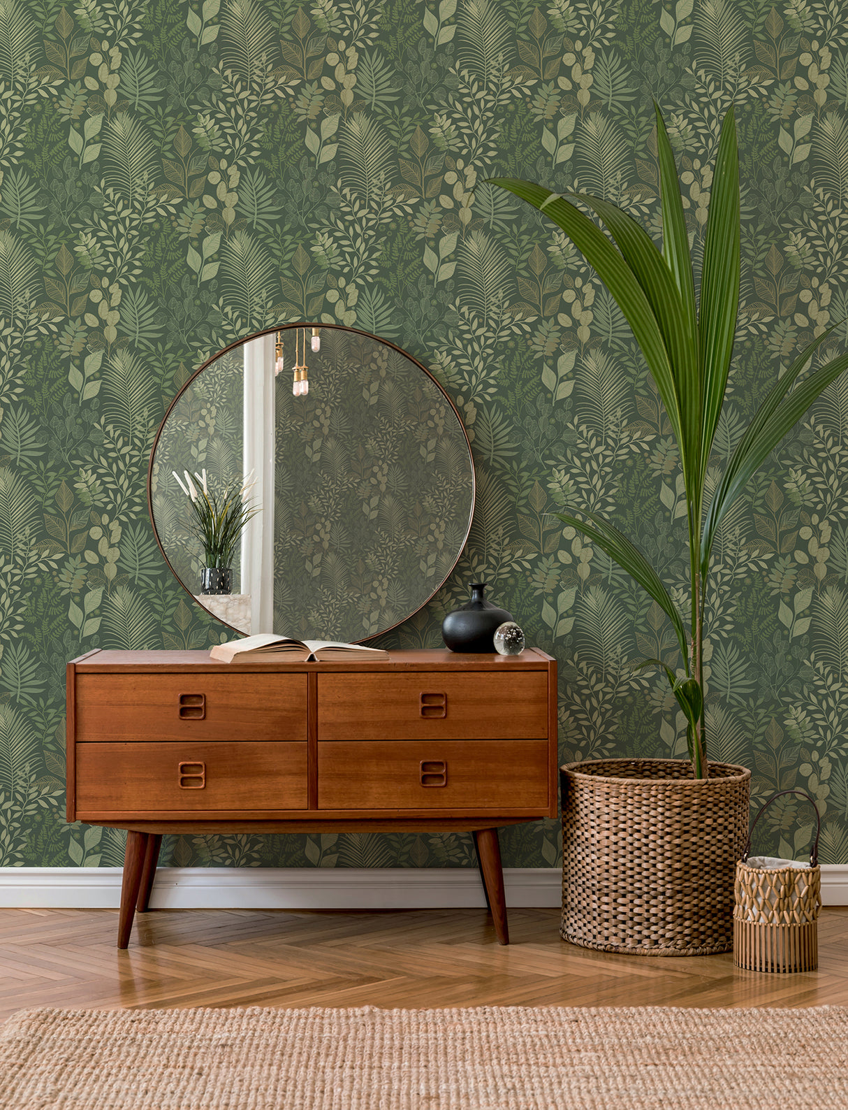 Ängslycka Dark Green Forest Botanicals Non Woven Unpasted Strippable Wallpaper by A-Street Prints Savanna Collection - 4201-20103