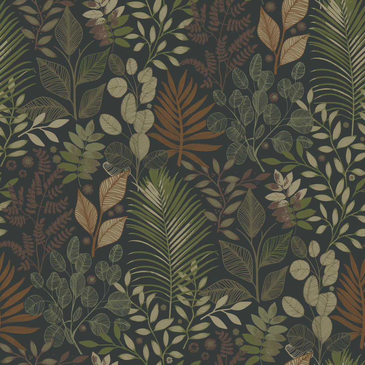 Ängslycka Black Forest Botanicals Wallpaper in Black by A-Street Prints - 4201-20104
