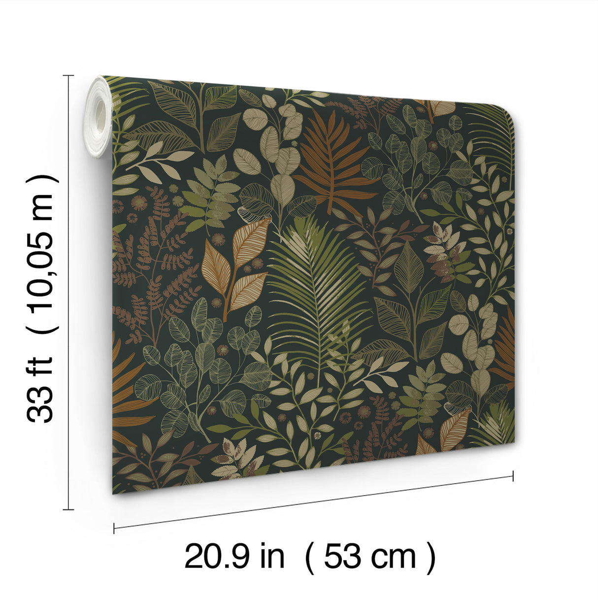 Ängslycka Black Forest Botanicals Wallpaper in Black by A-Street Prints Savanna Collection Unpasted Non Woven Botanical Sidewall - 4201-20104