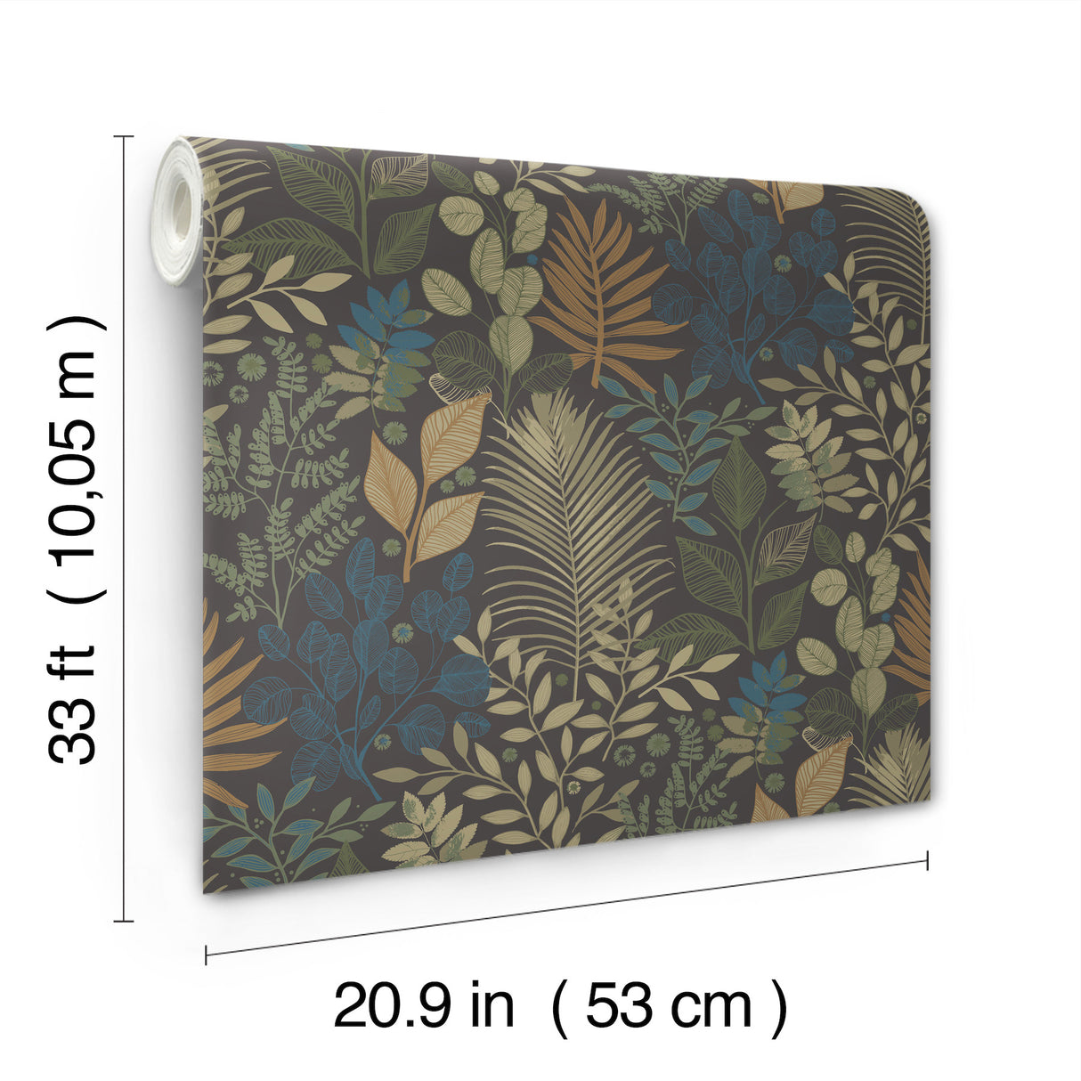 Ängslycka Charcoal by A-Street Prints Modern Botanical Forest Greenery Unpasted Non Woven Wallpaper Roll Savanna Collection - 4201-20105