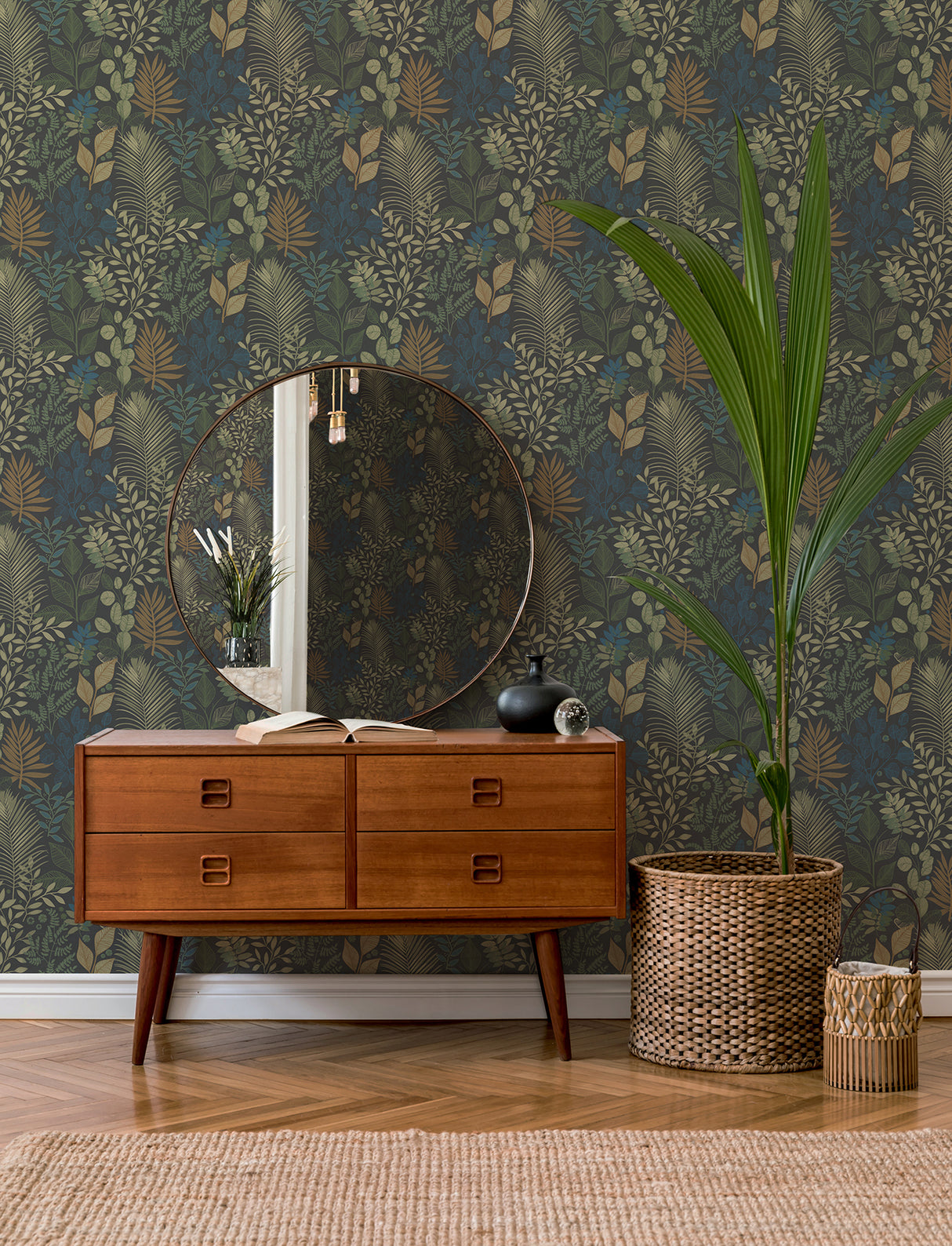 Ängslycka Charcoal by A-Street Prints Modern Botanical Forest Greenery Unpasted Non Woven Wallpaper Roll Savanna Collection - 4201-20105
