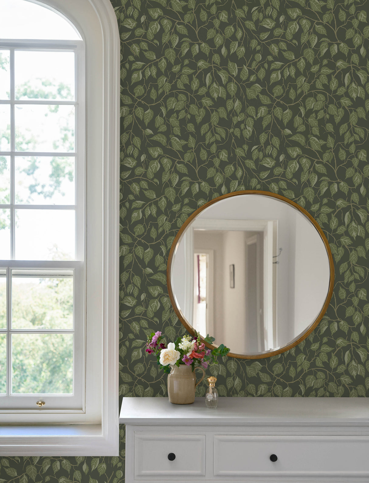 Hängbjörk Evergreen Vine by A-Street Prints Botanical Scandinavian Forest Green Non Woven Unpasted Wallpaper - A-Street Prints 4201-20108