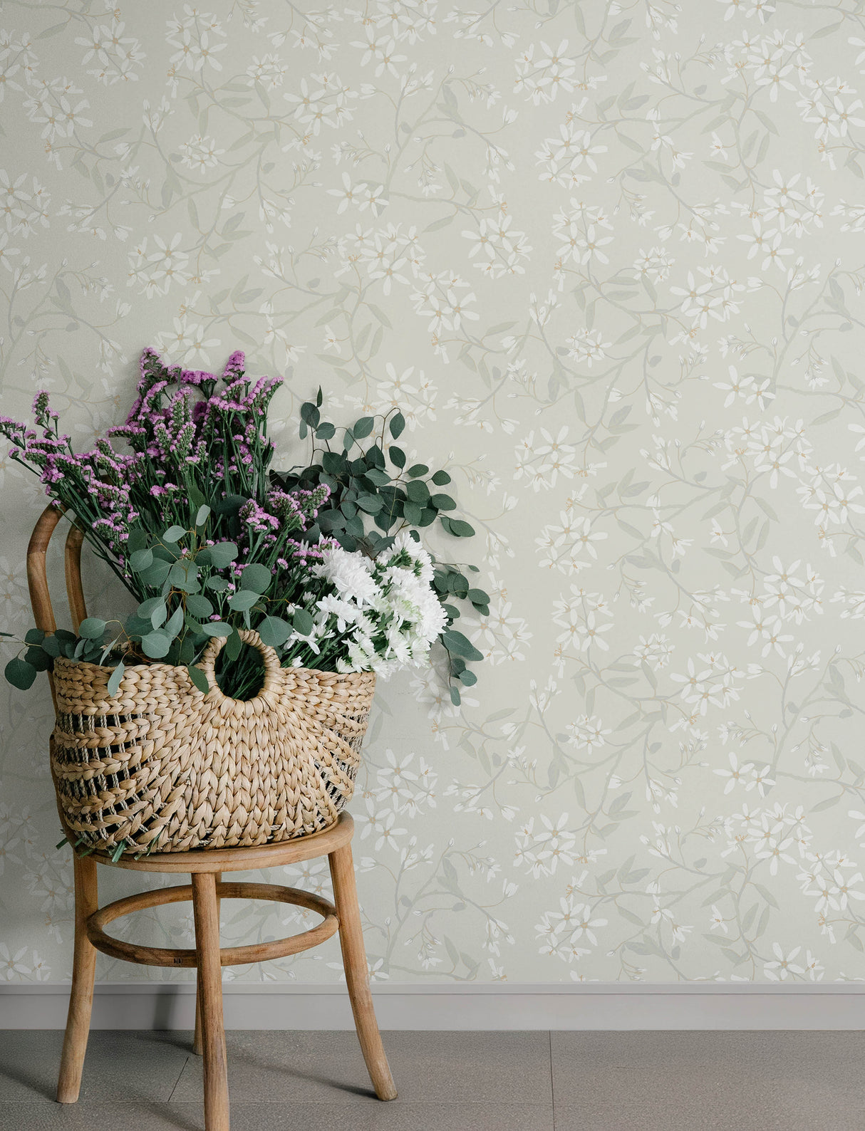 Paradis Dove Bouquet Toss by A-Street Prints Farmhouse Botanical Floral Non Woven Unpasted Strippable Washable Wallpaper Roll - 4201-20110