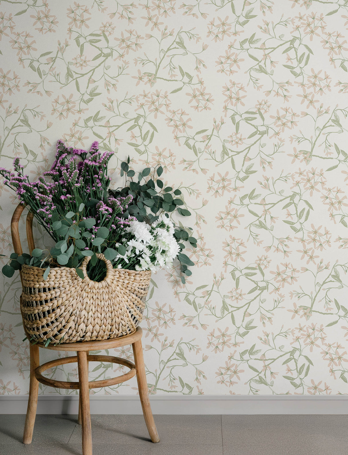 Paradis Blush Bouquet Toss Wallpaper by A-Street Prints Farmhouse Botanical Blush Pink Floral Non Woven Unpasted Wallpaper - 4201-20111