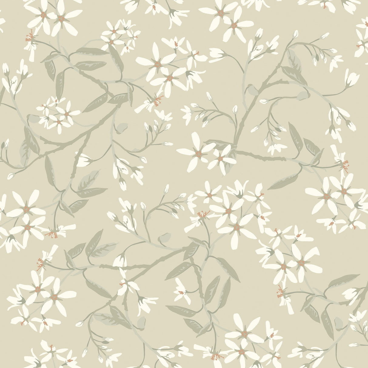 Paradis Beige Bouquet Toss Wallpaper by A-Street Prints - 4201-20112
