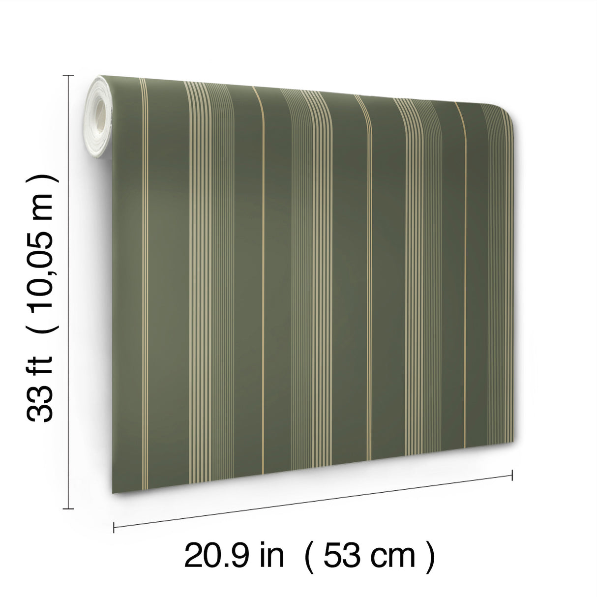 Herrgård Evergreen Stripe Wallpaper in Dark Green and Butter Yellow, Traditional Non Woven Unpasted Wallpaper by A-Street Prints - 4201-20121