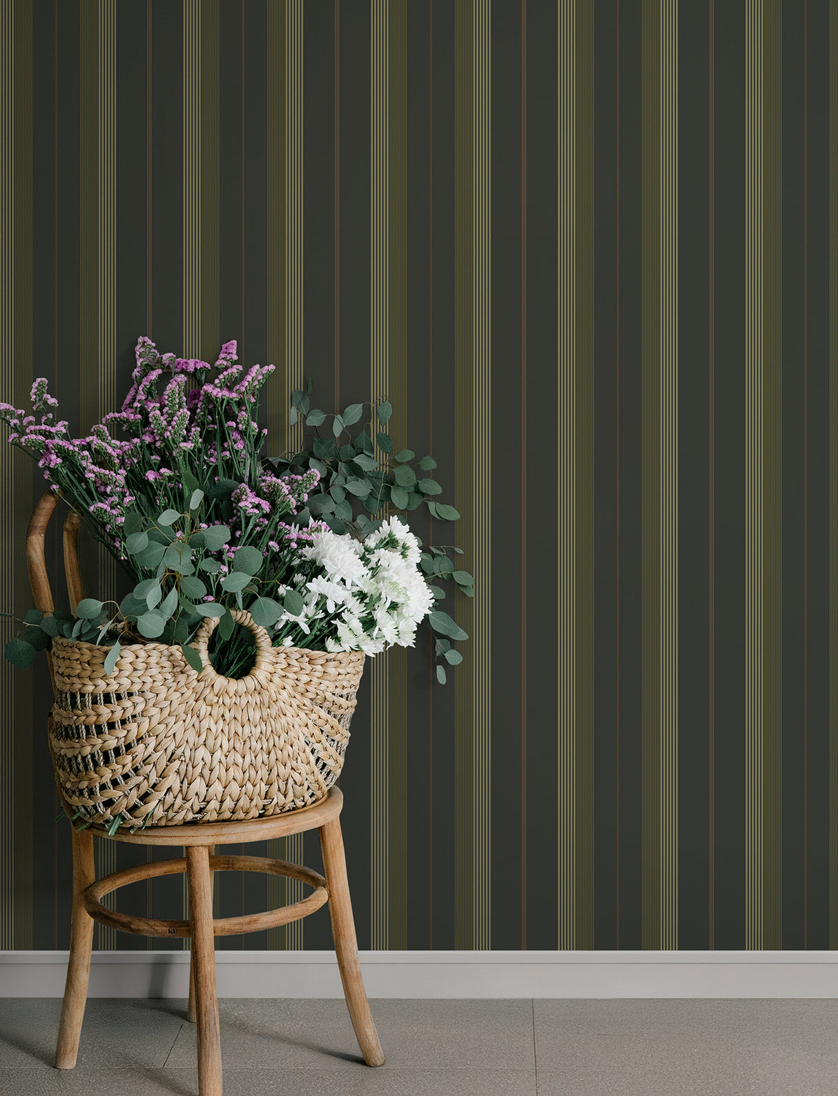 Herrgård Black Stripe Traditional Non Woven Unpasted Strippable Washable Wallpaper from the Savanna Collection by A-Street Prints - 4201-20122