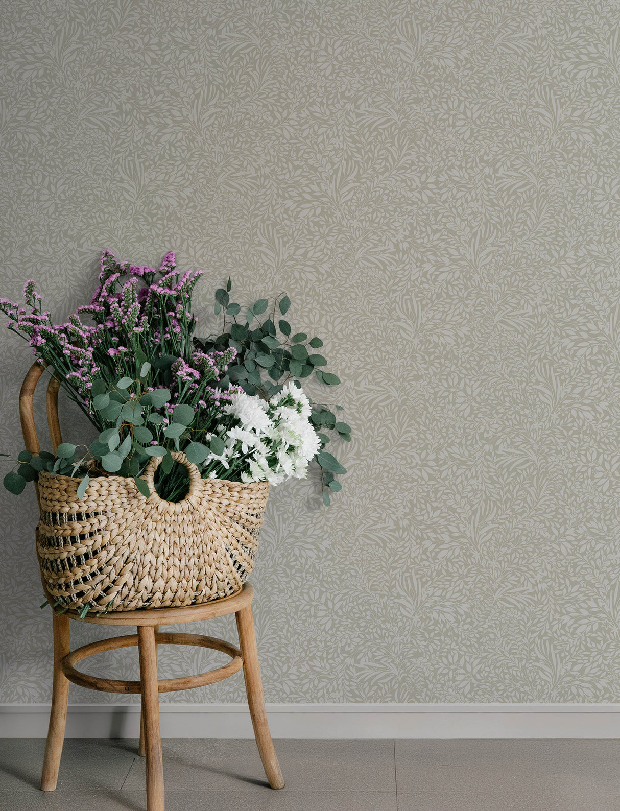 Kristina Taupe Botanical Wallpaper by A-Street Prints Scandinavian Floral Non Woven Unpasted Sidewall - A-Street Prints 4201-20127