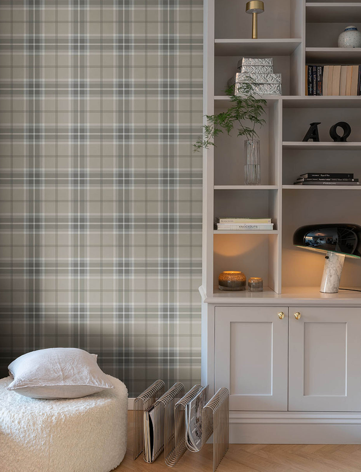 Emma Grey Plaid Wallpaper Grey by A-Street Prints Traditional Tartan Non Woven Unpasted Washable Strippable Savanna Collection - 4201-20130