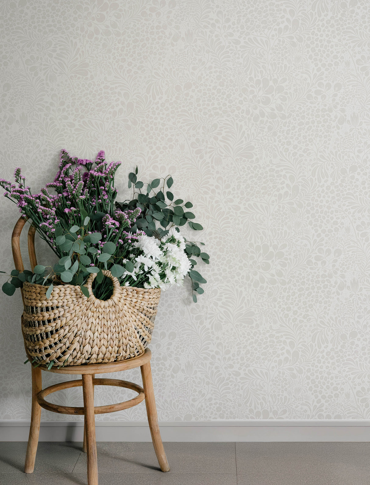 Siv Dove by A-Street Prints Scandinavian Botanical Unpasted Non Woven Washable and Strippable Floral Wallpaper Roll - 4201-48001