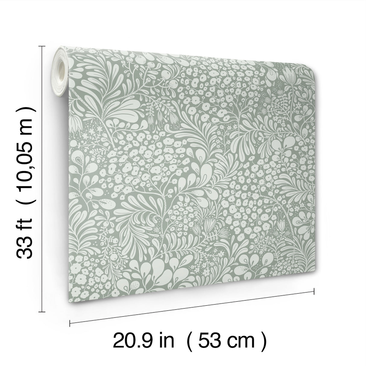 Siv Slate Botanical Wallpaper by A-Street Prints Scandinavian Dense Botanical Wildflower and Leaf Non Woven Unpasted Wallpaper Roll - 4201-48004