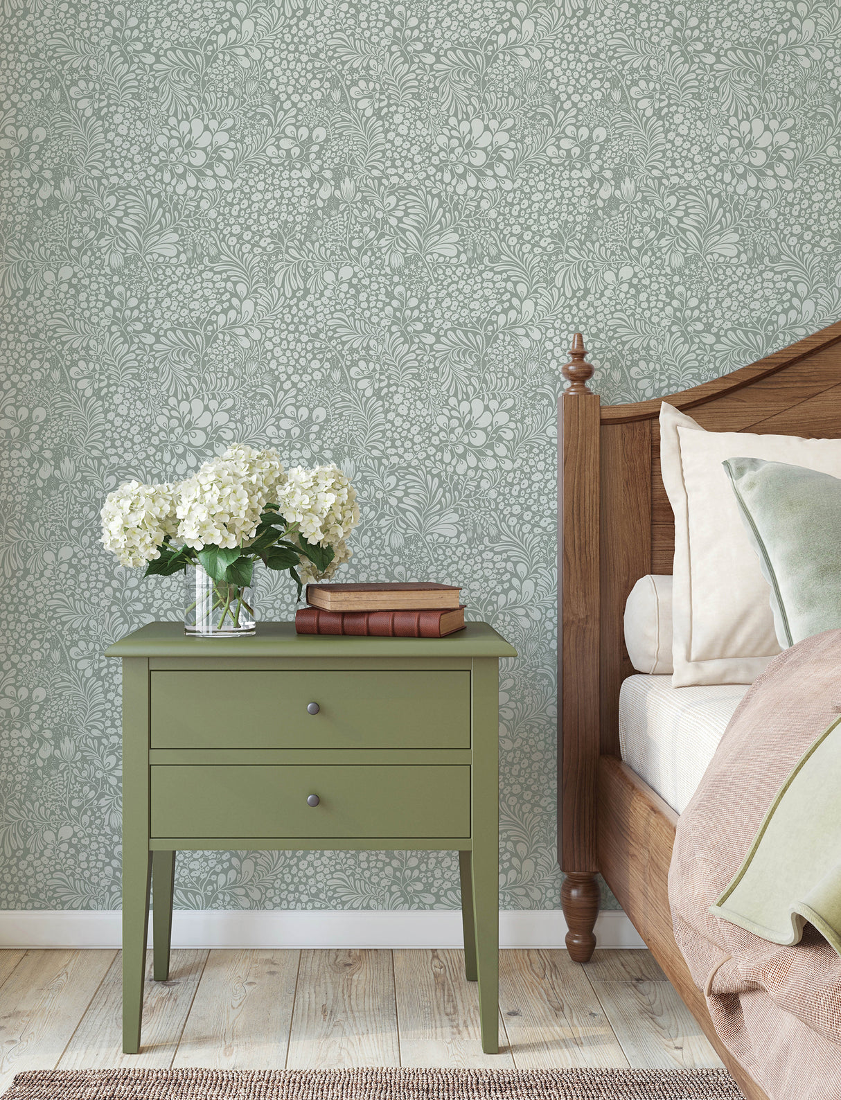 Siv Slate Botanical Wallpaper by A-Street Prints Scandinavian Dense Botanical Wildflower and Leaf Non Woven Unpasted Wallpaper Roll - 4201-48004