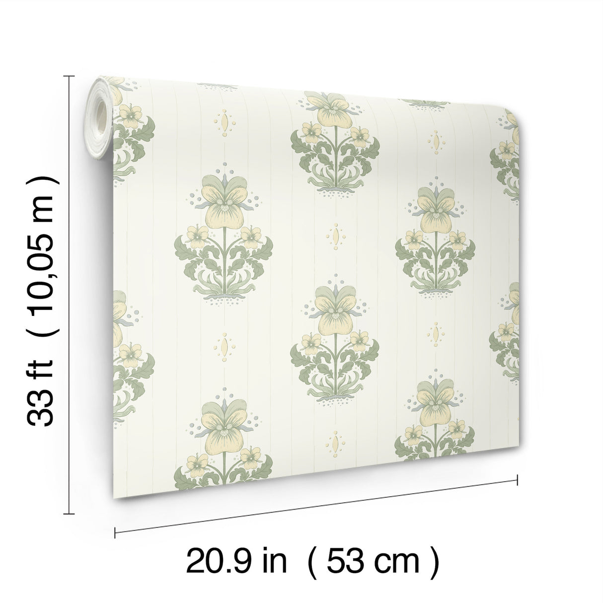 Gullvie White Pansies White by A-Street Prints Scandinavian Botanical Floral Straight Match Non Woven Unpasted Wallpaper Roll - 4201-48005