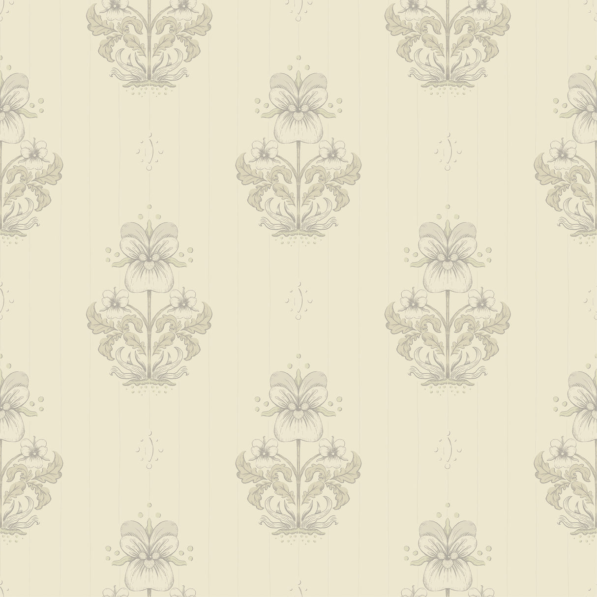 Gullvie Cream Pansies Wallpaper by A-Street Prints - 4201-48006