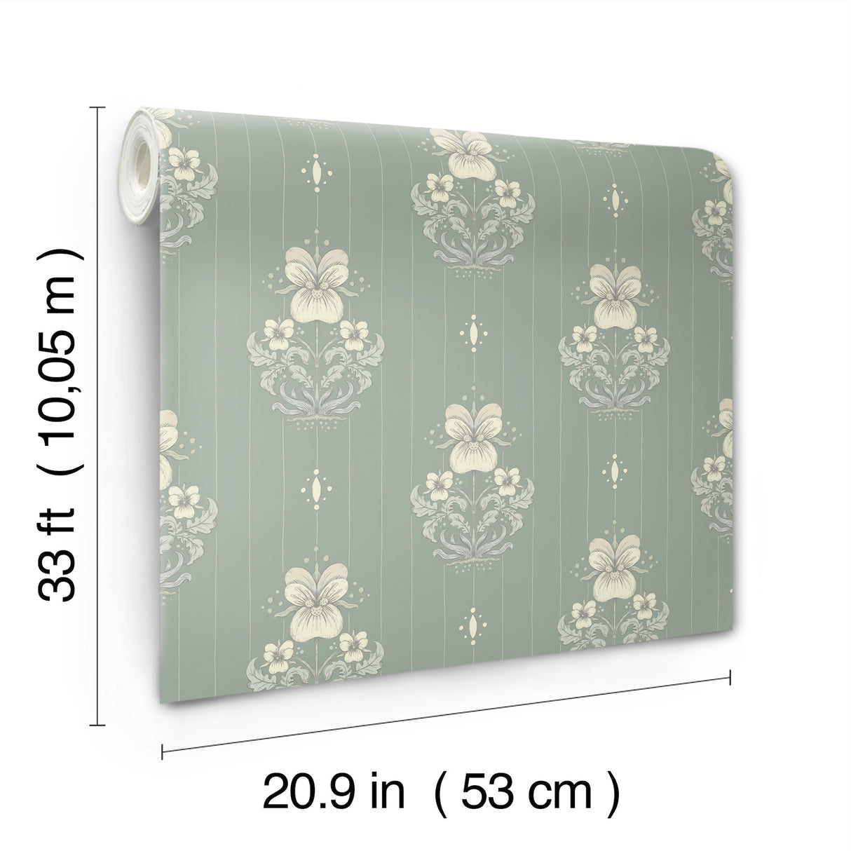 Gullvie Seafoam Pansies by A-Street Prints Scandinavian Botanical Pansy Striped Floral Non Woven Unpasted Washable Strippable Wallpaper - 4201-48007