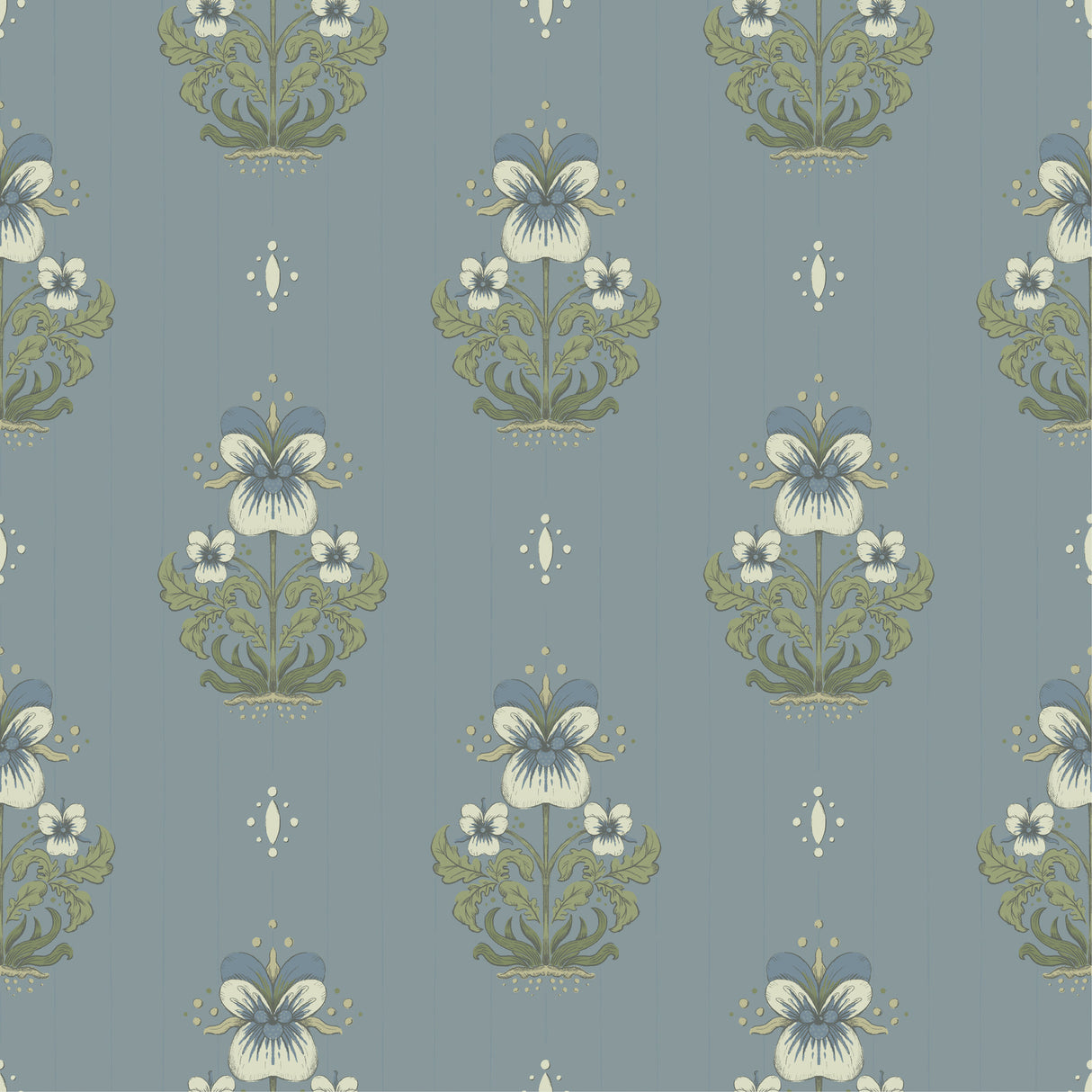 Gullvie Light Blue Pansies Wallpaper by A-Street Prints - 4201-48008