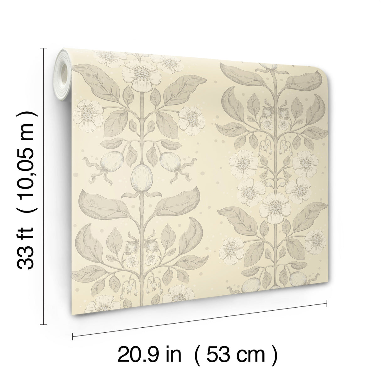 Rosa Cream Floral Columns by A-Street Prints Botanical Farmhouse Non Woven Unpasted Wallpaper 20.9 in x 33 ft Covers 57.5 Sq Ft - 4201-48009