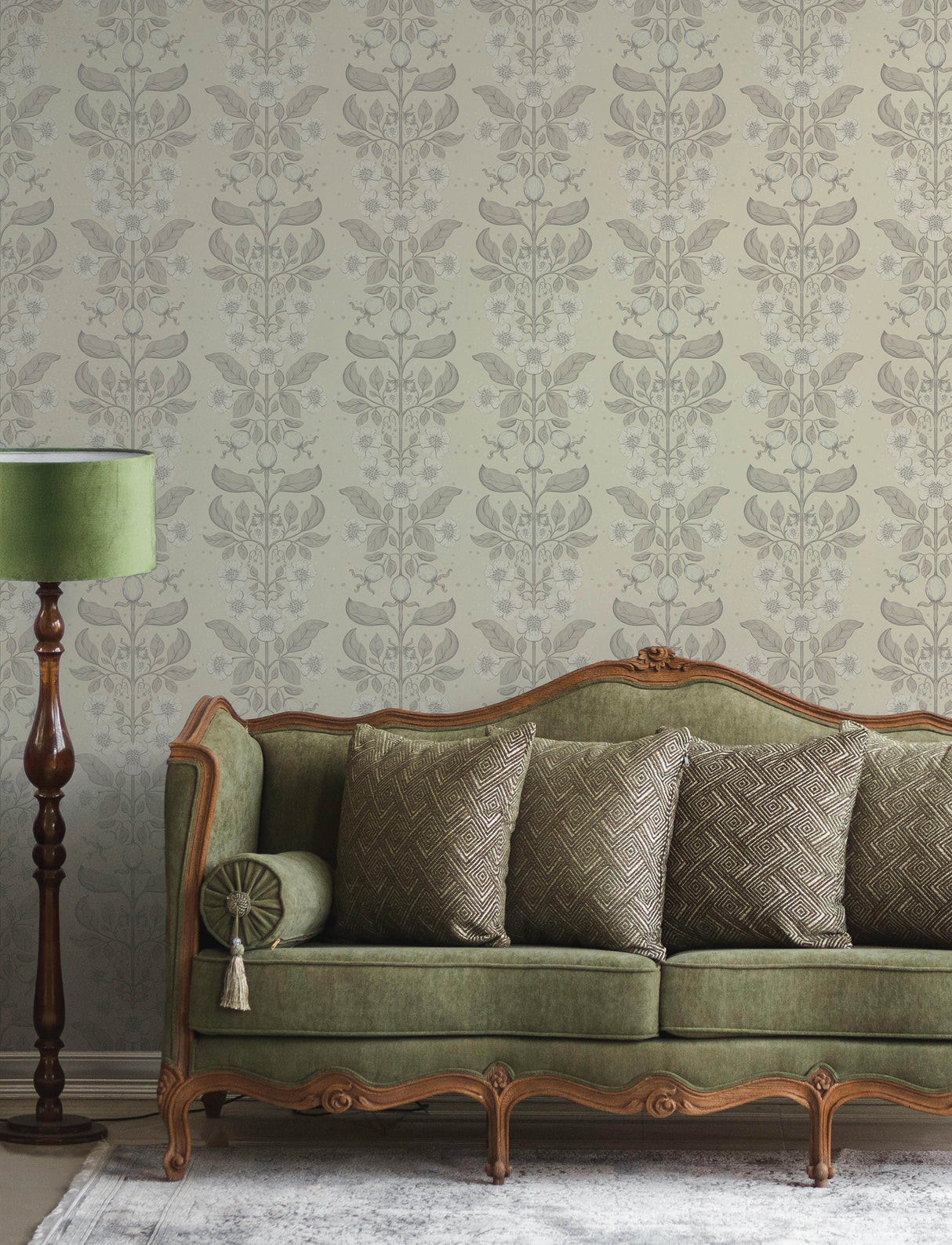 Rosa Cream Floral Columns by A-Street Prints Botanical Farmhouse Non Woven Unpasted Wallpaper 20.9 in x 33 ft Covers 57.5 Sq Ft - 4201-48009