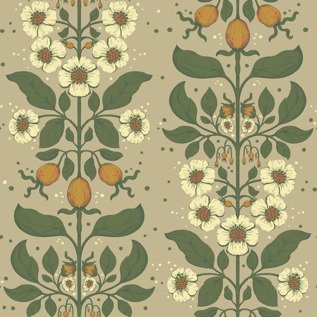 Rosa Light Brown Floral Columns Wallpaper by A-Street Prints - 4201-48012