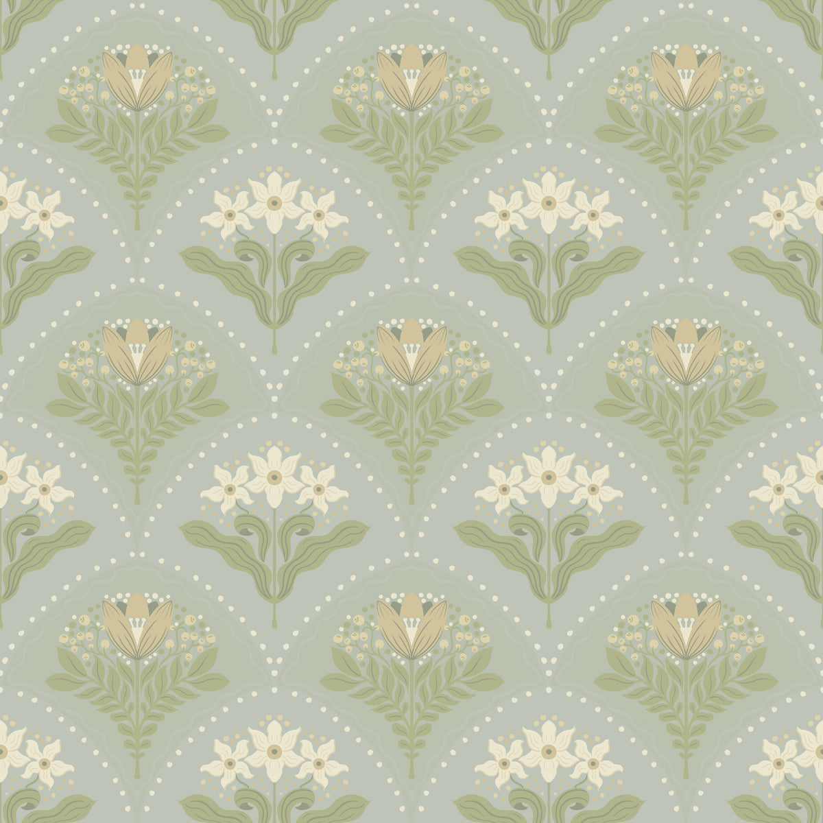 Maj Sky Blue Floral Damask Wallpaper by A-Street Prints - 4201-48016