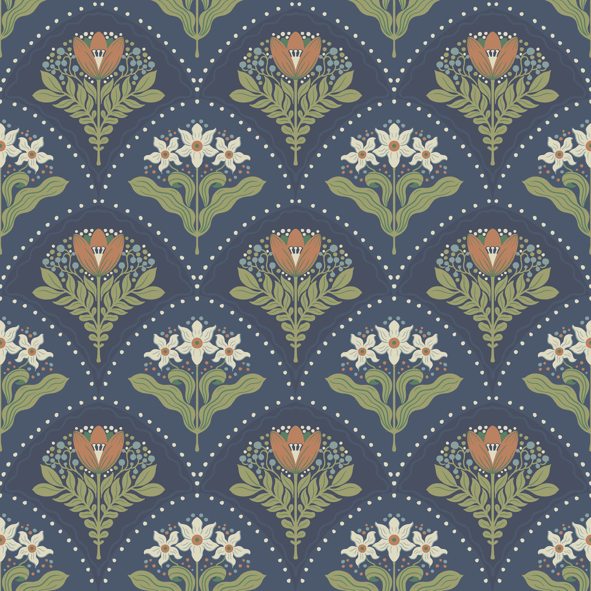 Maj Navy Floral Damask Wallpaper by A-Street Prints - 4201-48018
