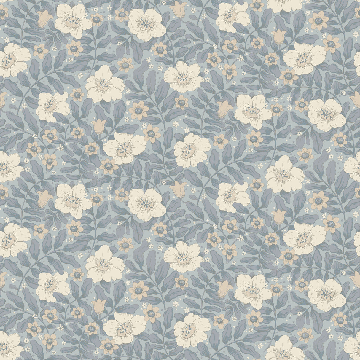 Maggan Blue Floral Trail Wallpaper by A-Street Prints 4201-48023