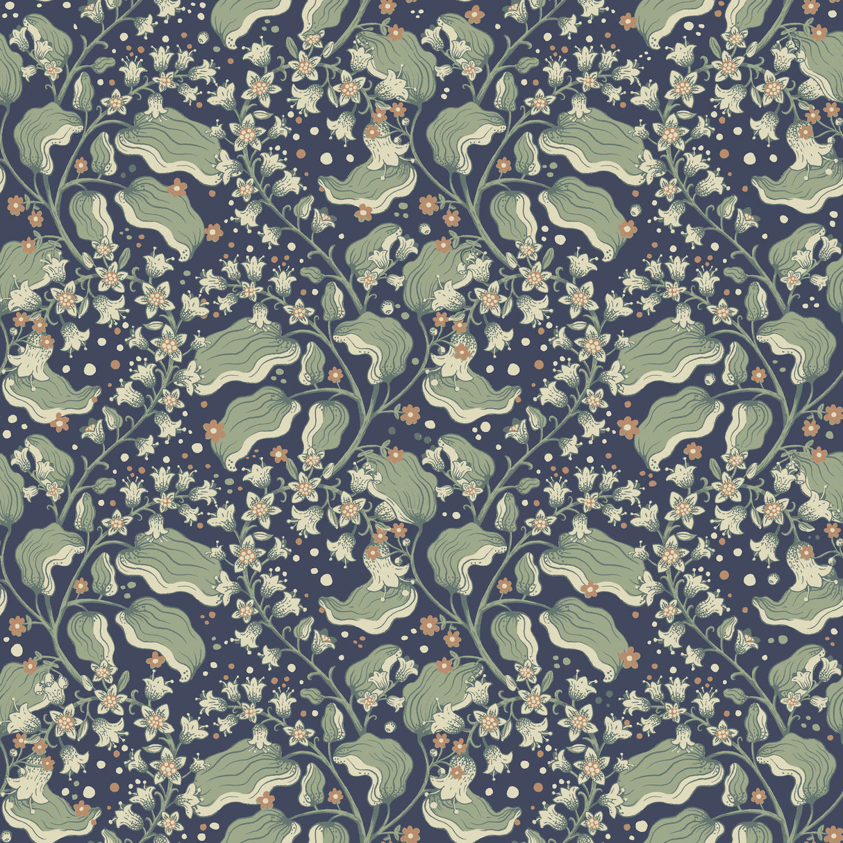 Syren Navy Dainty Floral Wallpaper by A-Street Prints - 4201-48027