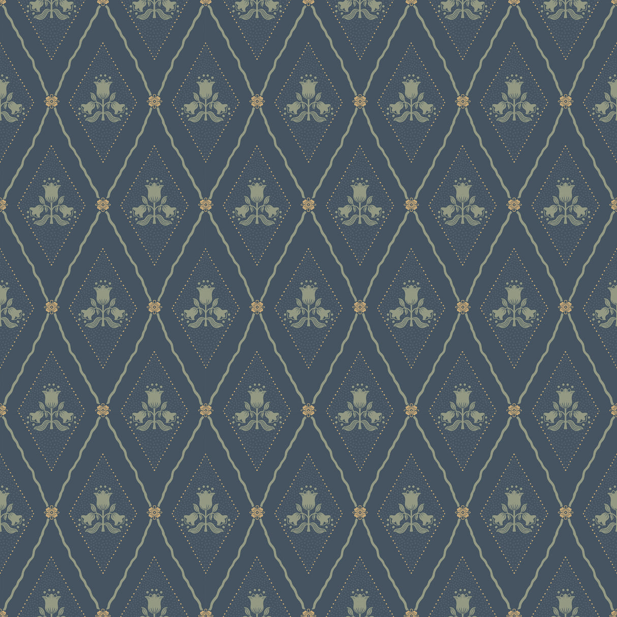 Alma Navy Diamond Floral Wallpaper by A-Street Prints - 4201-48033