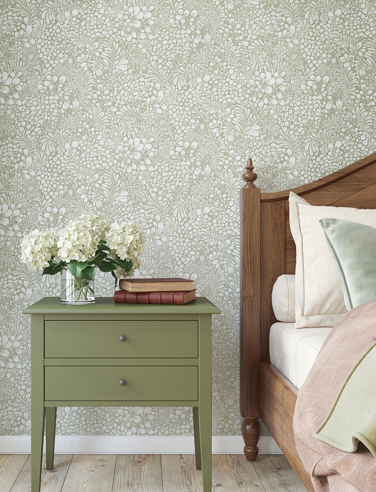 Siv Dark Grey by A-Street Prints Scandinavian Botanical Wildflower and Leaf Non Woven Washable Strippable Wallpaper - 4201-65131