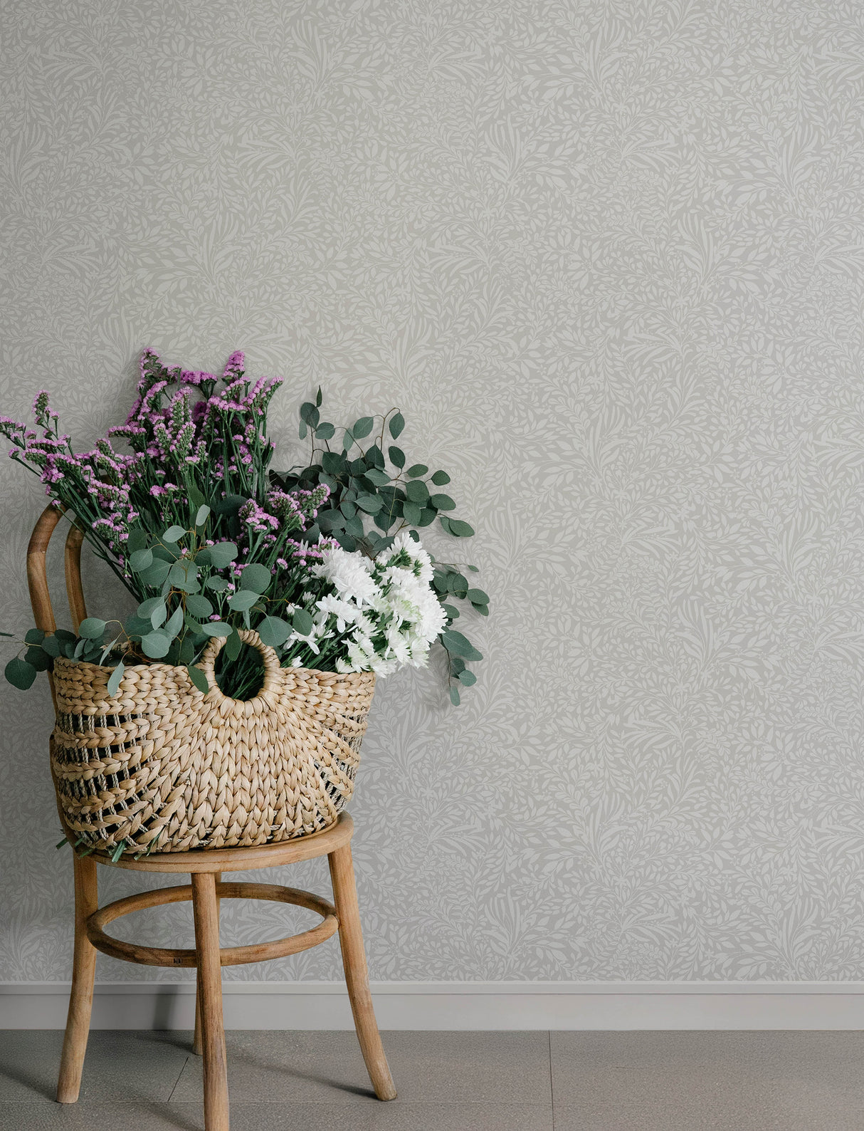 Kristina Light Grey by A-Street Prints Scandinavian Botanical Non Woven Unpasted Strippable Wallpaper Roll 20.9 in x 33 ft - 4201-92116