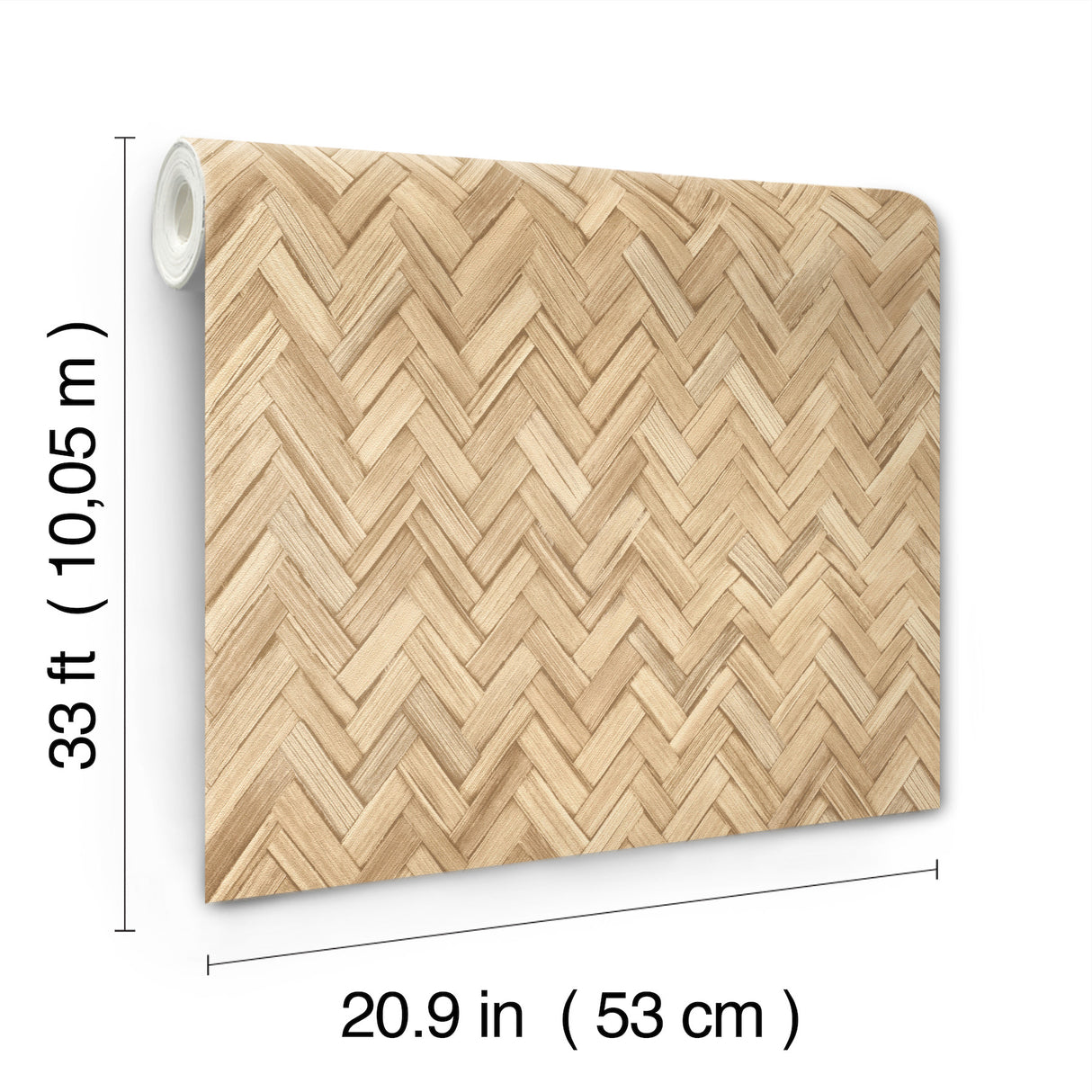Ellery Wheat Herringbone Wallpaper by A-Street Prints Springhill Coastal Natural Woven Fiber Texture Non Woven Brown Wallpaper - 4202-410334
