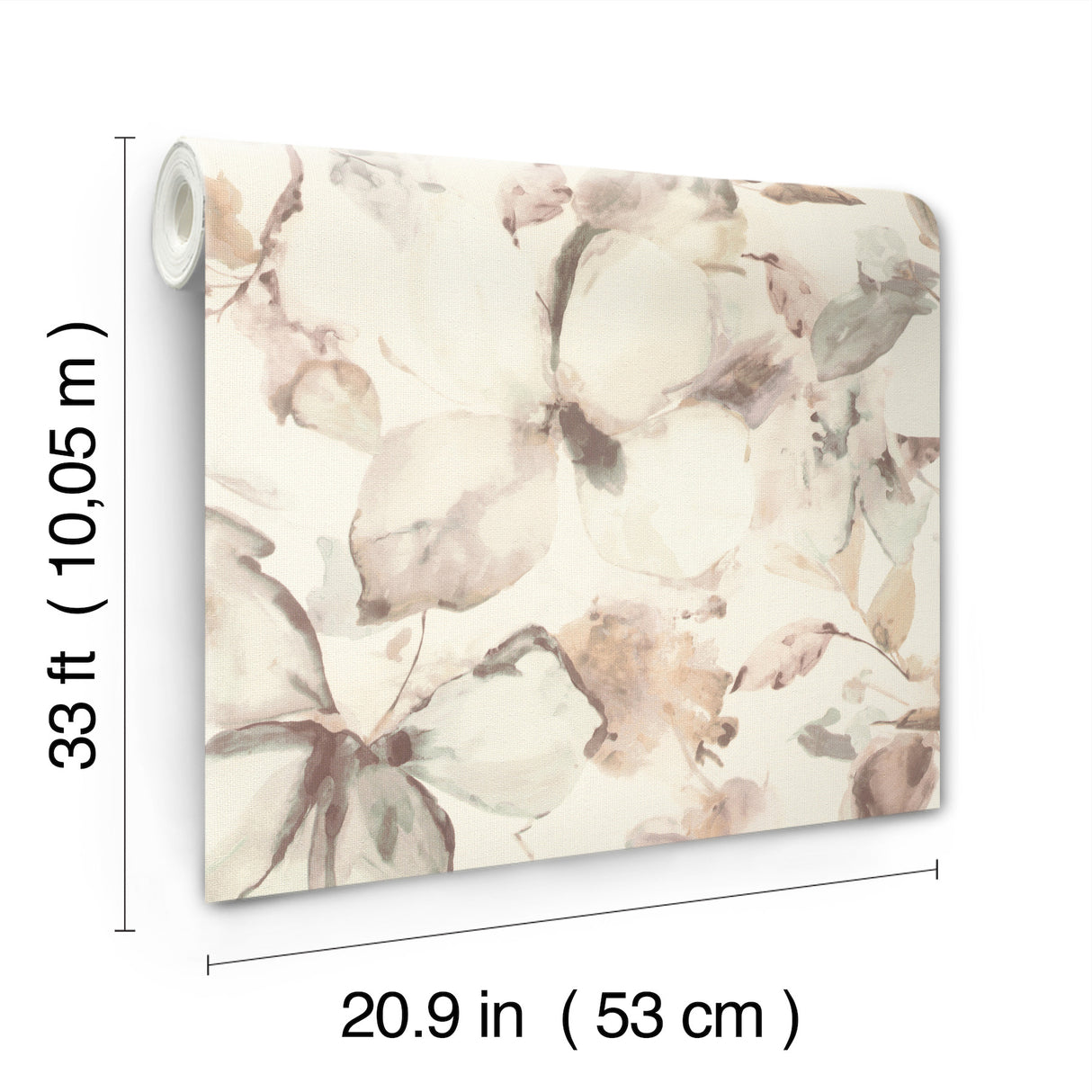 Liliana Neutral Large-Scale Watercolor Floral Wallpaper by A-Street Prints Unpasted Vinyl Non-Woven Modern Springhill - 4202-481235