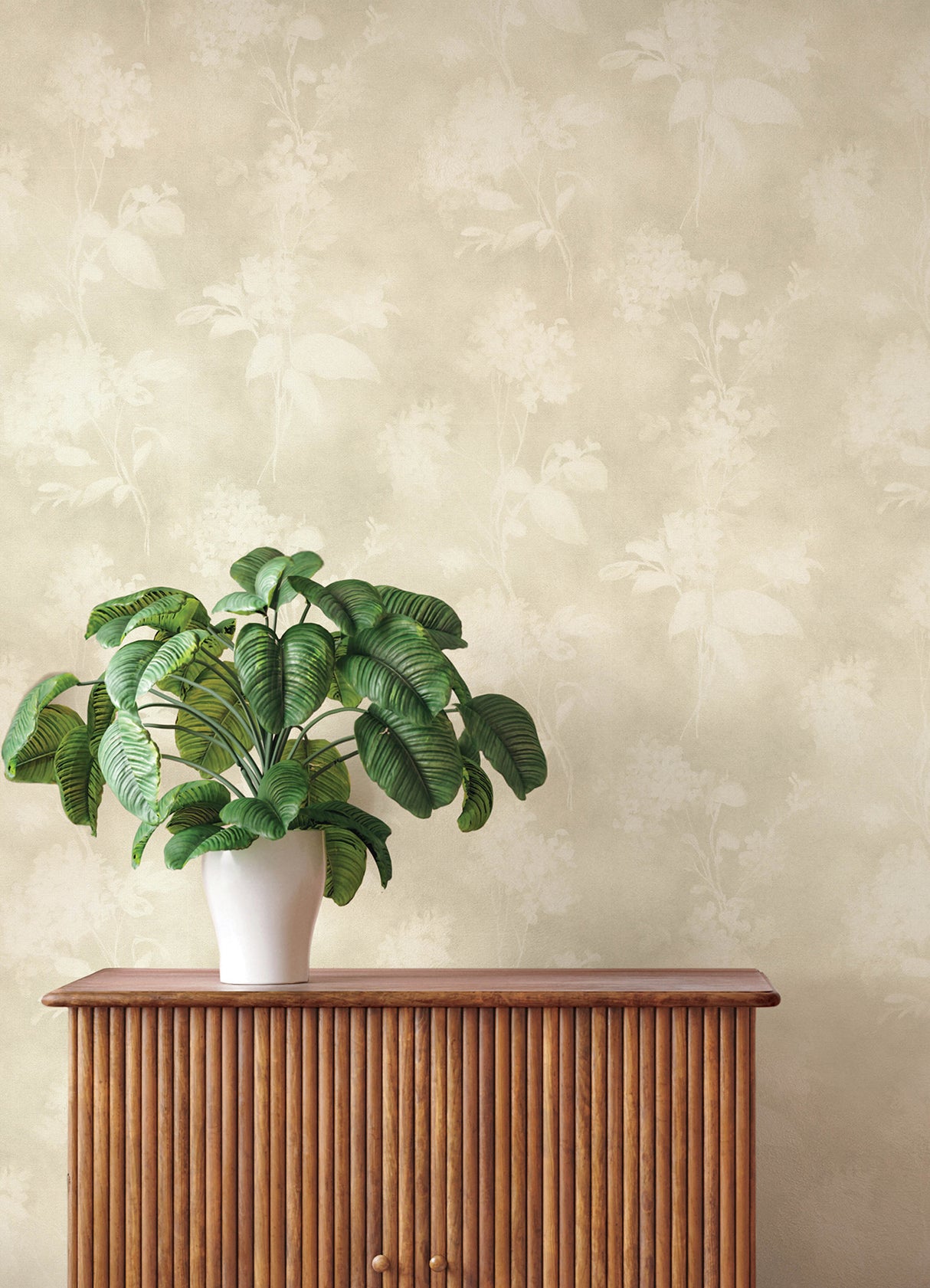 Izara Beige by A-Street Prints Botanical Farmhouse Pressed Flower Silhouette Extra Washable Strippable Non Woven Wallpaper Roll - 4202-481419